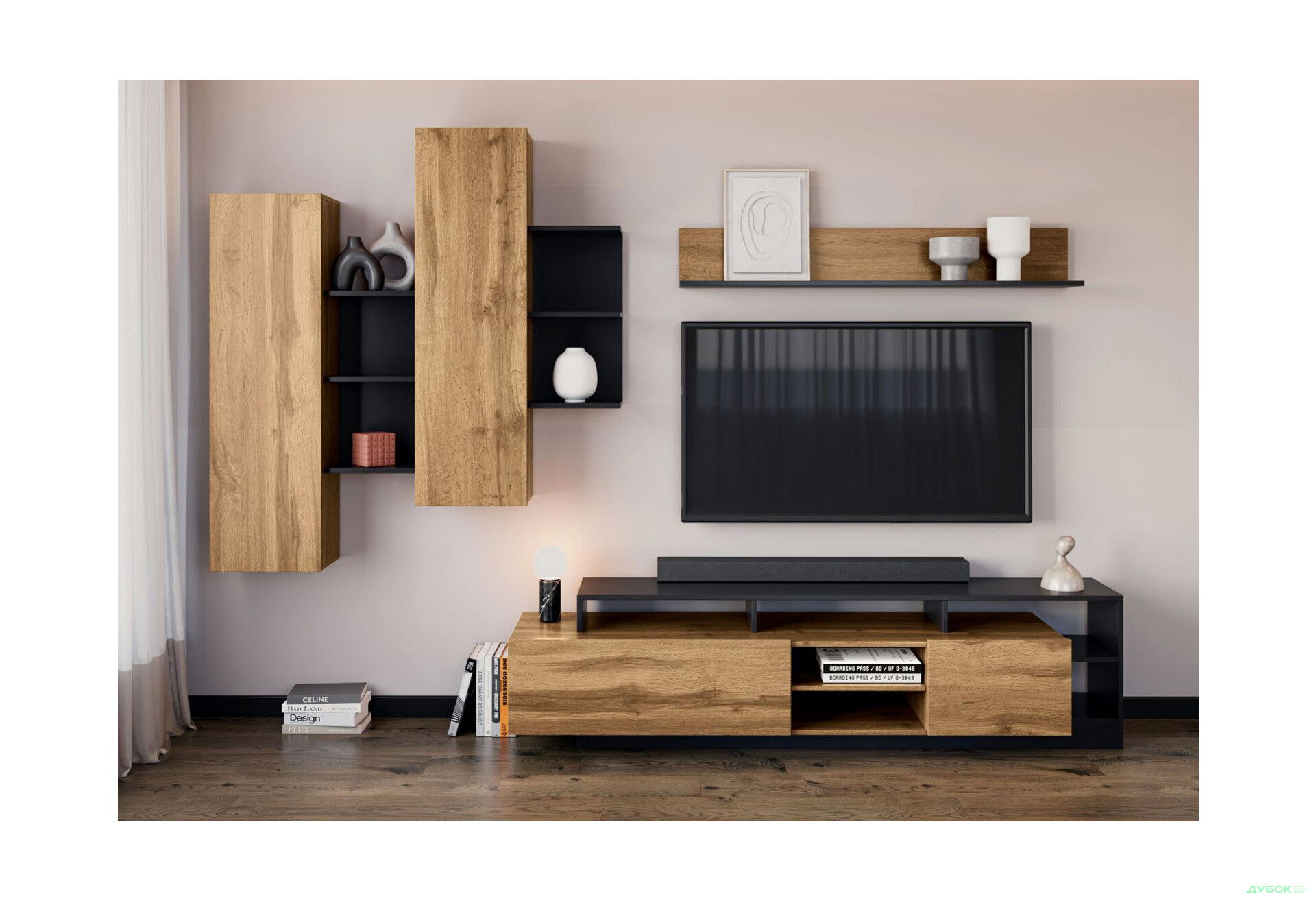 Тумба навісна Світ Меблів Каліста 60 см, дуб аппалачі / антрацит - Зображення 2 Зображення 2 - Тумба навісна Світ Меблів Каліста 60 см, дуб аппалачі / антрацит