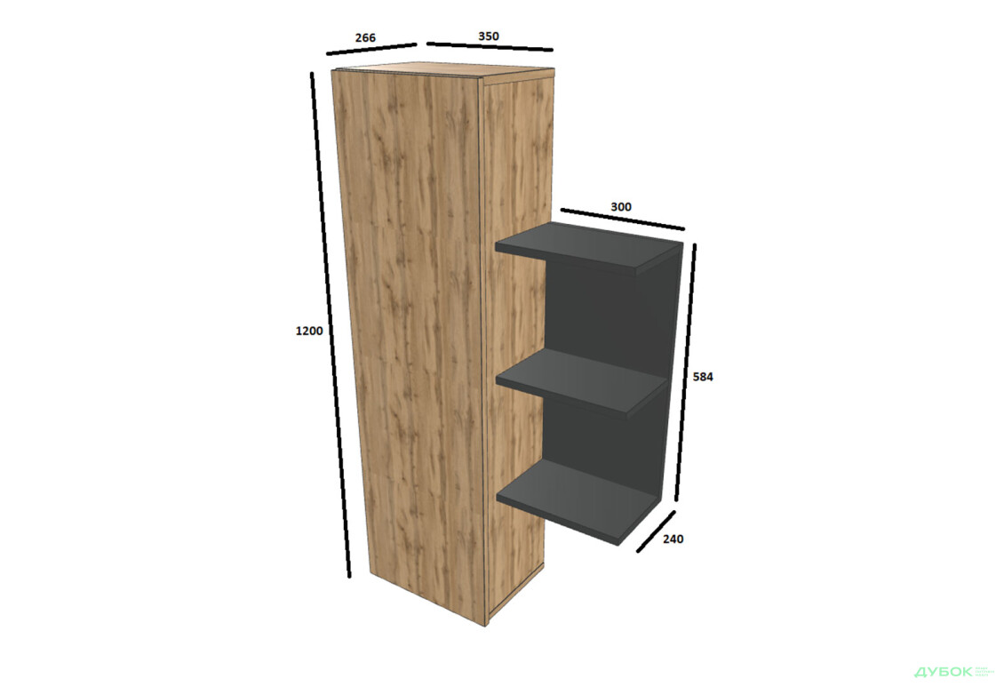 Тумба навісна Світ Меблів Каліста 60 см, дуб аппалачі / антрацит - Зображення 3 Зображення 3 - Тумба навісна Світ Меблів Каліста 60 см, дуб аппалачі / антрацит