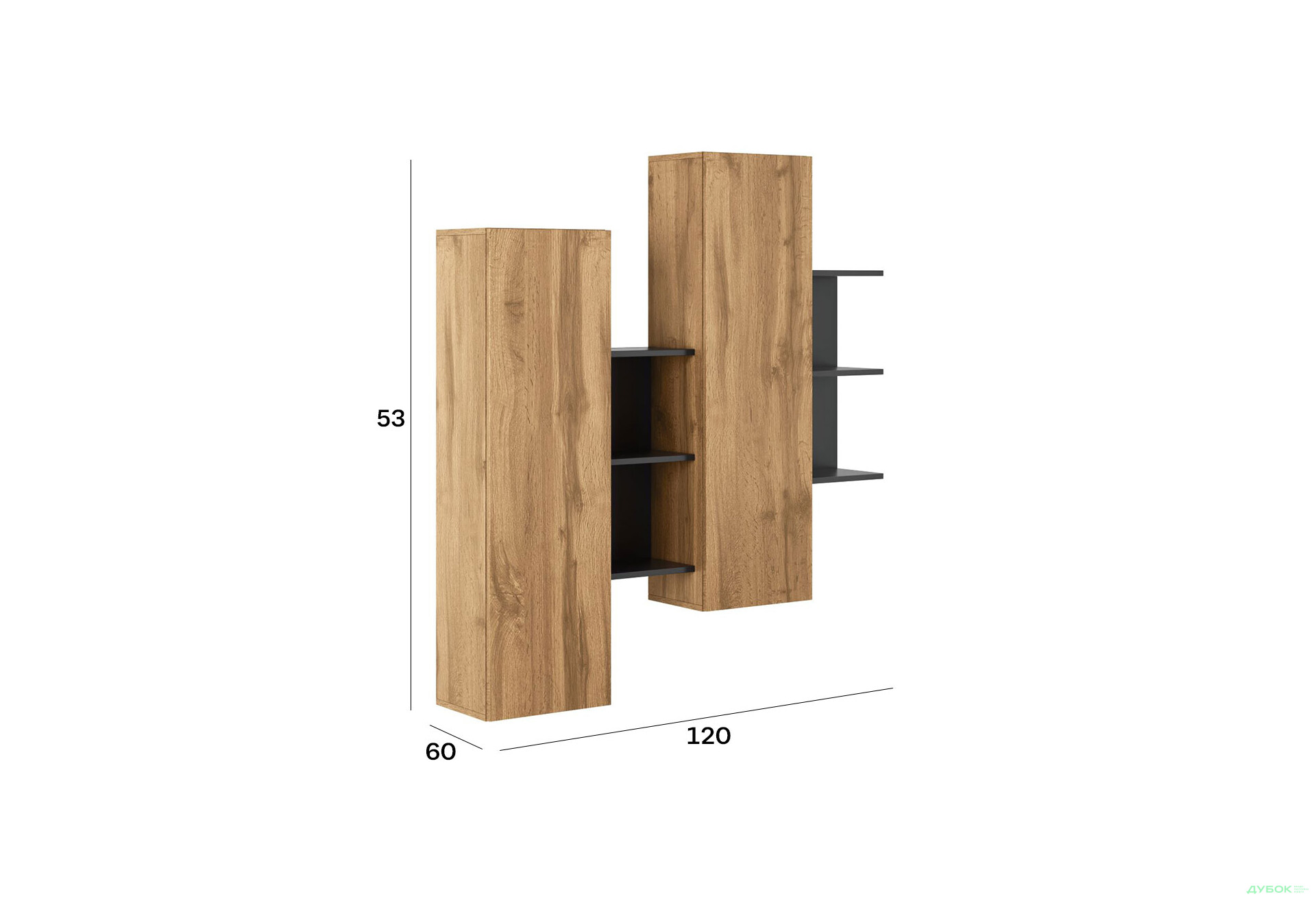 Стінка Світ Меблів Каліста 265 см, дуб аппалачі / антрацит - Зображення 3 Зображення 3 - Стінка Світ Меблів Каліста 265 см, дуб аппалачі / антрацит