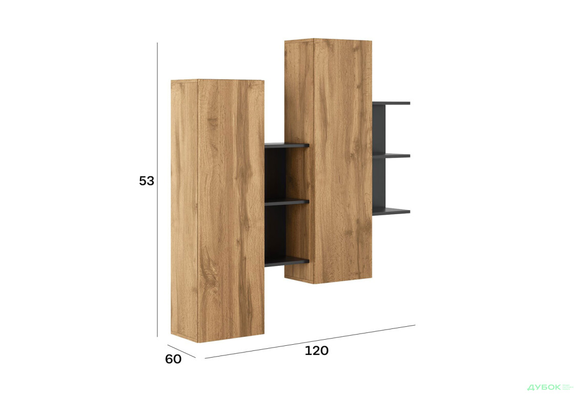 Стінка Світ Меблів Каліста 265 см, дуб аппалачі / антрацит - Зображення 3 Зображення 3 - Стінка Світ Меблів Каліста 265 см, дуб аппалачі / антрацит
