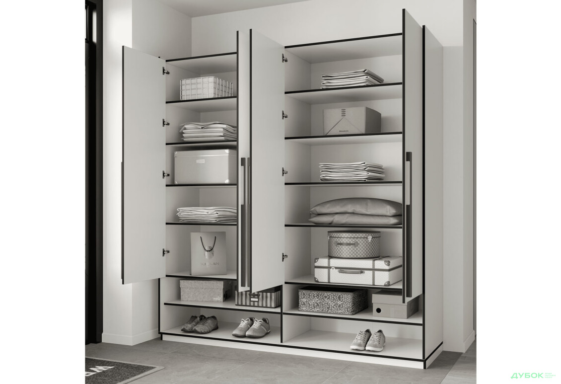 Шкаф Moreli Ramo / Рамо R-0007 4-дверный с полками 196,8 см, белый - Изображение 3 Изображение 3 - Шкаф Moreli Ramo / Рамо R-0007 4-дверный с полками 196,8 см, белый