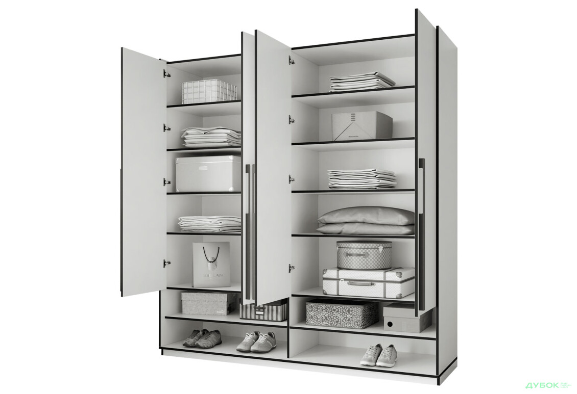 Шкаф Moreli Ramo / Рамо R-0007 4-дверный с полками 196,8 см, белый - Изображение 5 Изображение 5 - Шкаф Moreli Ramo / Рамо R-0007 4-дверный с полками 196,8 см, белый