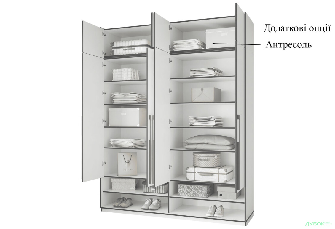 Шкаф Moreli Ramo / Рамо R-0007 4-дверный с полками 196,8 см, венге - Изображение 5 Изображение 5 - Шкаф Moreli Ramo / Рамо R-0007 4-дверный с полками 196,8 см, венге