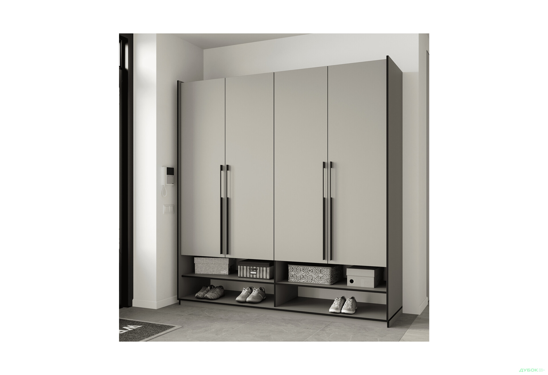 Шафа Moreli Ramo / Рамо R-0007 4-дверна з полицями 196,8 см, кашемір - Зображення 2 Зображення 2 - Шафа Moreli Ramo / Рамо R-0007 4-дверна з полицями 196,8 см, кашемір