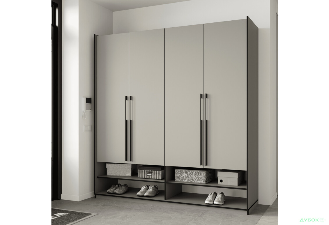 Шафа Moreli Ramo / Рамо R-0007 4-дверна з полицями 196,8 см, кашемір - Зображення 2 Зображення 2 - Шафа Moreli Ramo / Рамо R-0007 4-дверна з полицями 196,8 см, кашемір