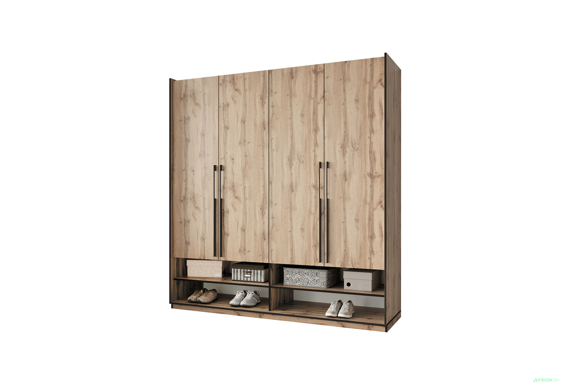 Шафа Moreli Ramo / Рамо R-0007 4-дверна з полицями 196,8 см, дуб аппалачі - Зображення 1 Зображення 1 - Шафа Moreli Ramo / Рамо R-0007 4-дверна з полицями 196,8 см, дуб аппалачі
