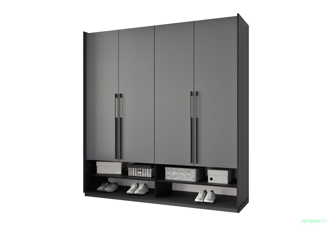 Шкаф Moreli Ramo / Рамо R-0009 4-дверный со штангой слева и полками 196,8 см, антрацит - Изображение 1 Изображение 1 - Шкаф Moreli Ramo / Рамо R-0009 4-дверный со штангой слева и полками 196,8 см, антрацит