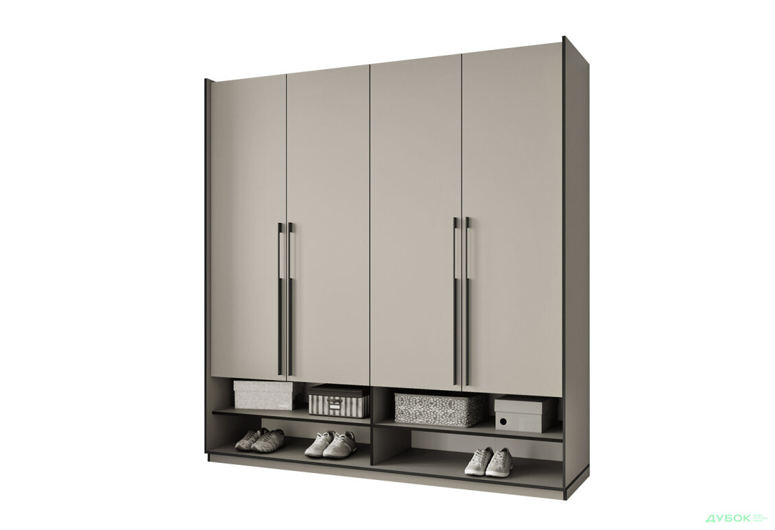 Шкаф Moreli Ramo / Рамо R-0009 4-дверный со штангой слева и полками 196,8 см, кашемир - Изображение 1 Изображение 1 - Шкаф Moreli Ramo / Рамо R-0009 4-дверный со штангой слева и полками 196,8 см, кашемир