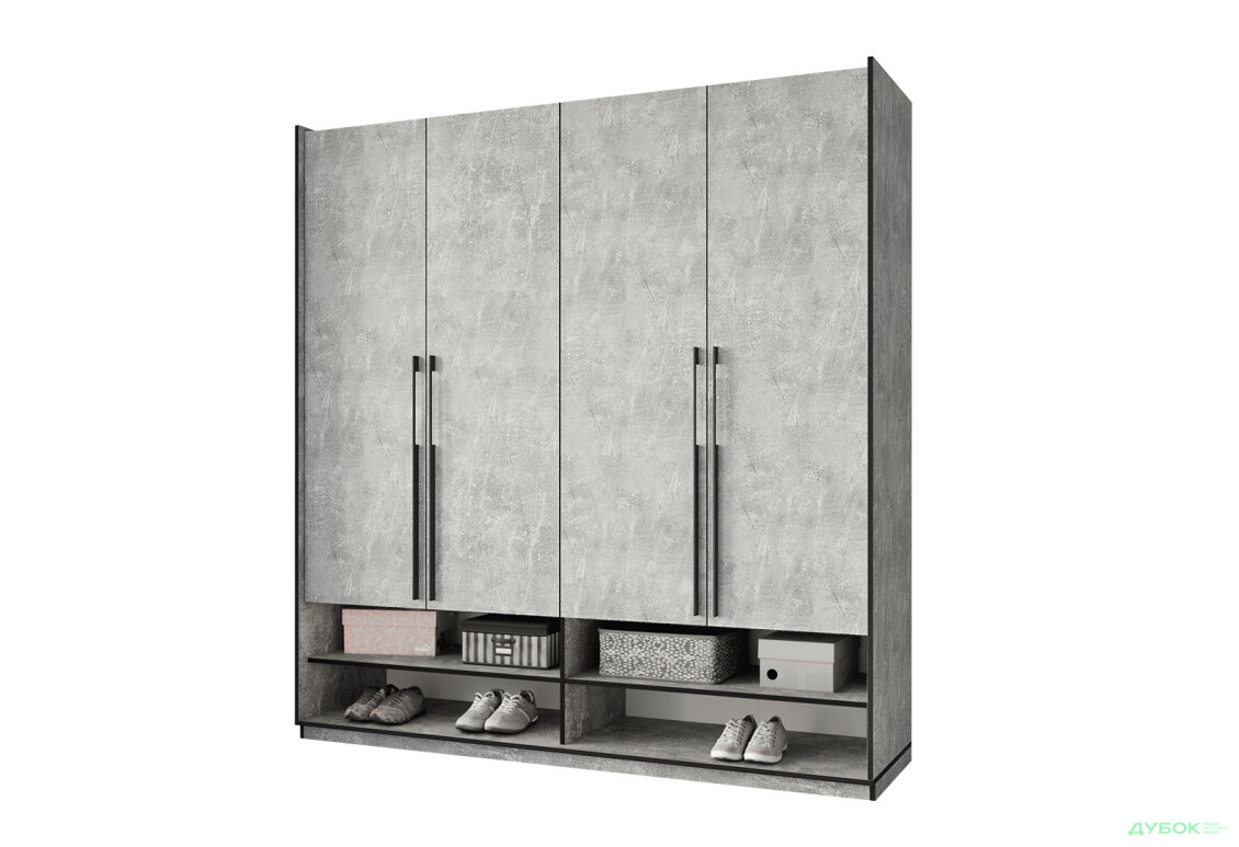 Шафа Moreli Ramo / Рамо R-0009 4-дверна зі штангою зліва та полицями 196,8 см, бетон - Зображення 1 Зображення 1 - Шафа Moreli Ramo / Рамо R-0009 4-дверна зі штангою зліва та полицями 196,8 см, бетон