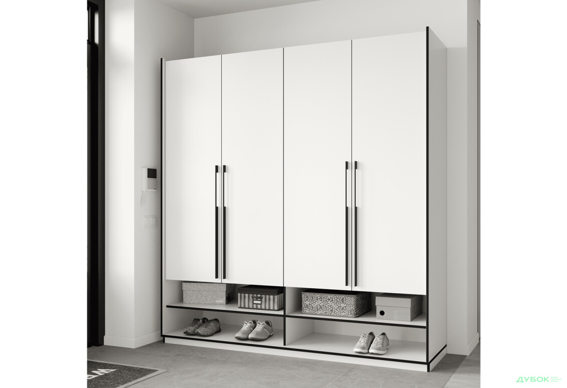 Шкаф Moreli Ramo / Рамо R-0010 4-дверный со штангой справа и полками 196,8 см, белый - Изображение 2 Изображение 2 - Шкаф Moreli Ramo / Рамо R-0010 4-дверный со штангой справа и полками 196,8 см, белый