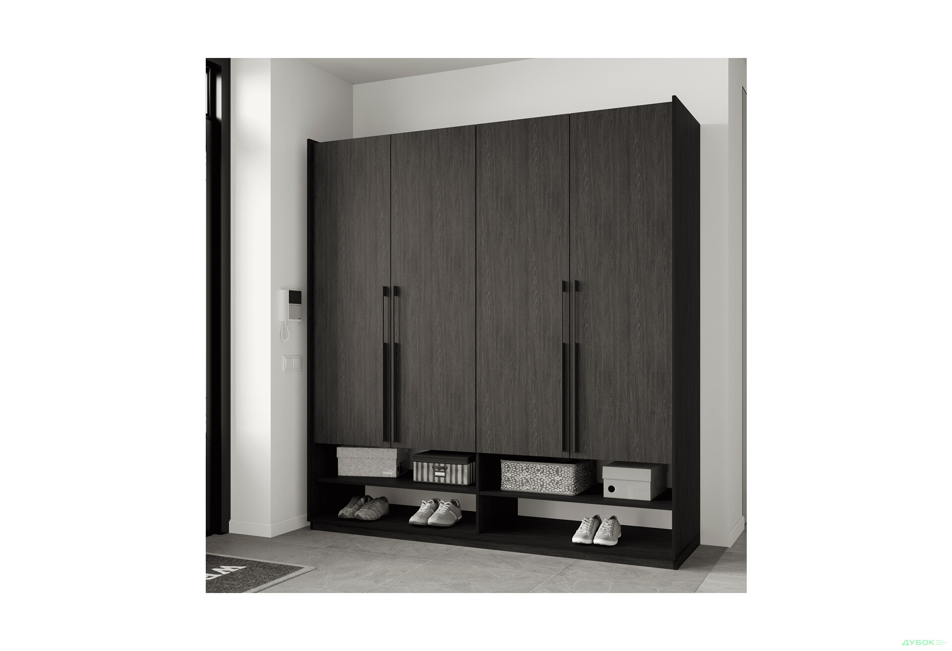 Шкаф Moreli Ramo / Рамо R-0010 4-дверный со штангой справа и полками 196,8 см, венге - Изображение 2 Изображение 2 - Шкаф Moreli Ramo / Рамо R-0010 4-дверный со штангой справа и полками 196,8 см, венге