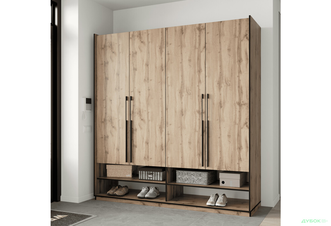 Шафа Moreli Ramo / Рамо R-0010 4-дверна зі штангою справа та полицями 196,8 см, дуб аппалачі - Зображення 2 Зображення 2 - Шафа Moreli Ramo / Рамо R-0010 4-дверна зі штангою справа та полицями 196,8 см, дуб аппалачі