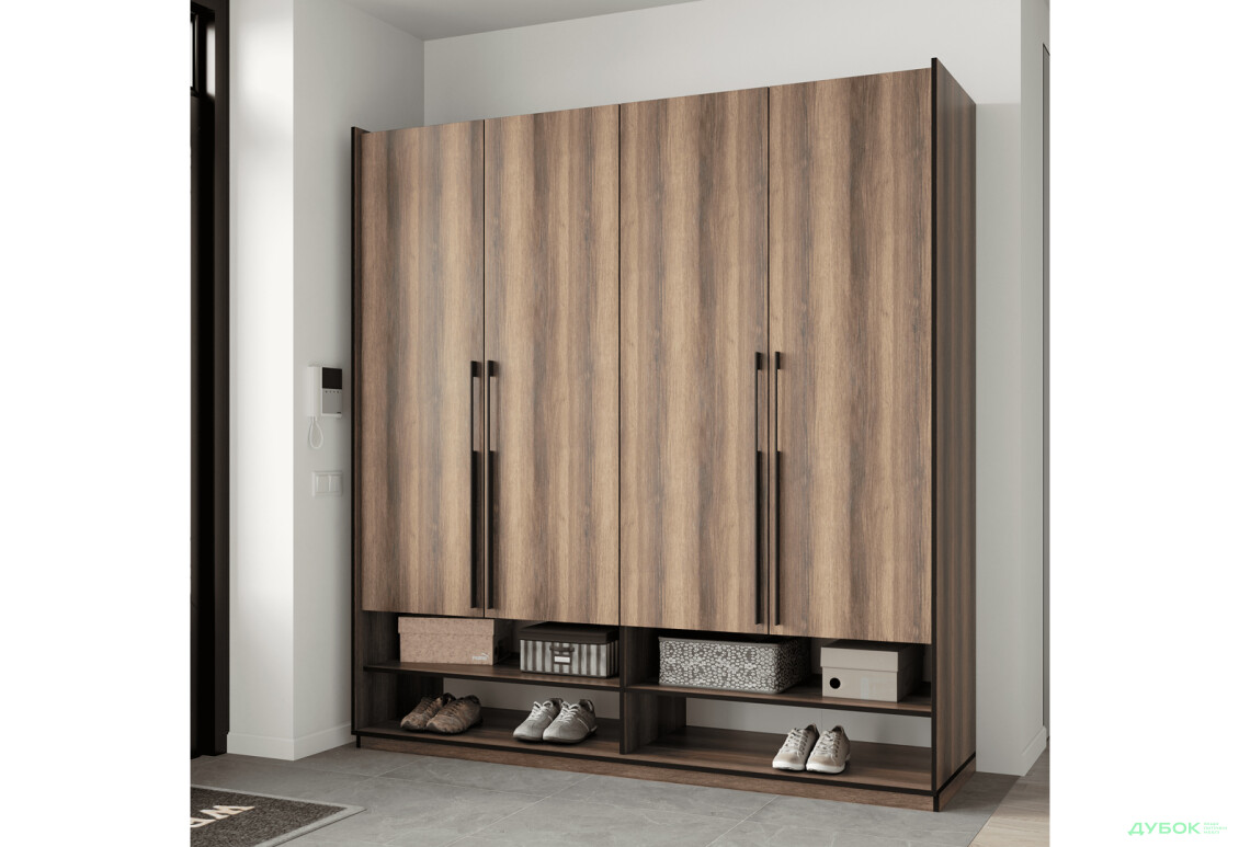 Шафа Moreli Ramo / Рамо R-0010 4-дверна зі штангою справа та полицями 196,8 см, дуб кверкус - Зображення 2 Зображення 2 - Шафа Moreli Ramo / Рамо R-0010 4-дверна зі штангою справа та полицями 196,8 см, дуб кверкус