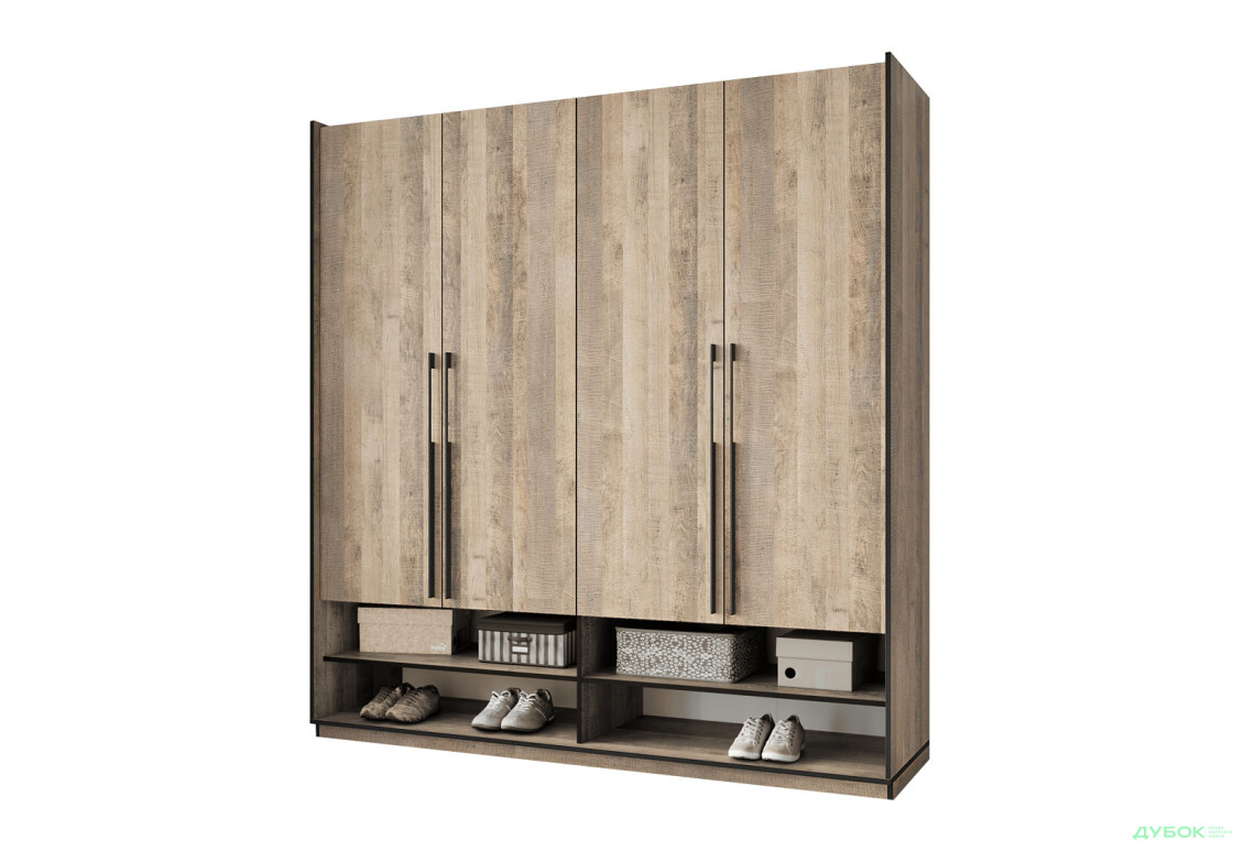 Шафа Moreli Ramo / Рамо R-0010 4-дверна зі штангою справа та полицями 196,8 см, дуб гранж пісочний - Зображення 1 Зображення 1 - Шафа Moreli Ramo / Рамо R-0010 4-дверна зі штангою справа та полицями 196,8 см, дуб гранж пісочний