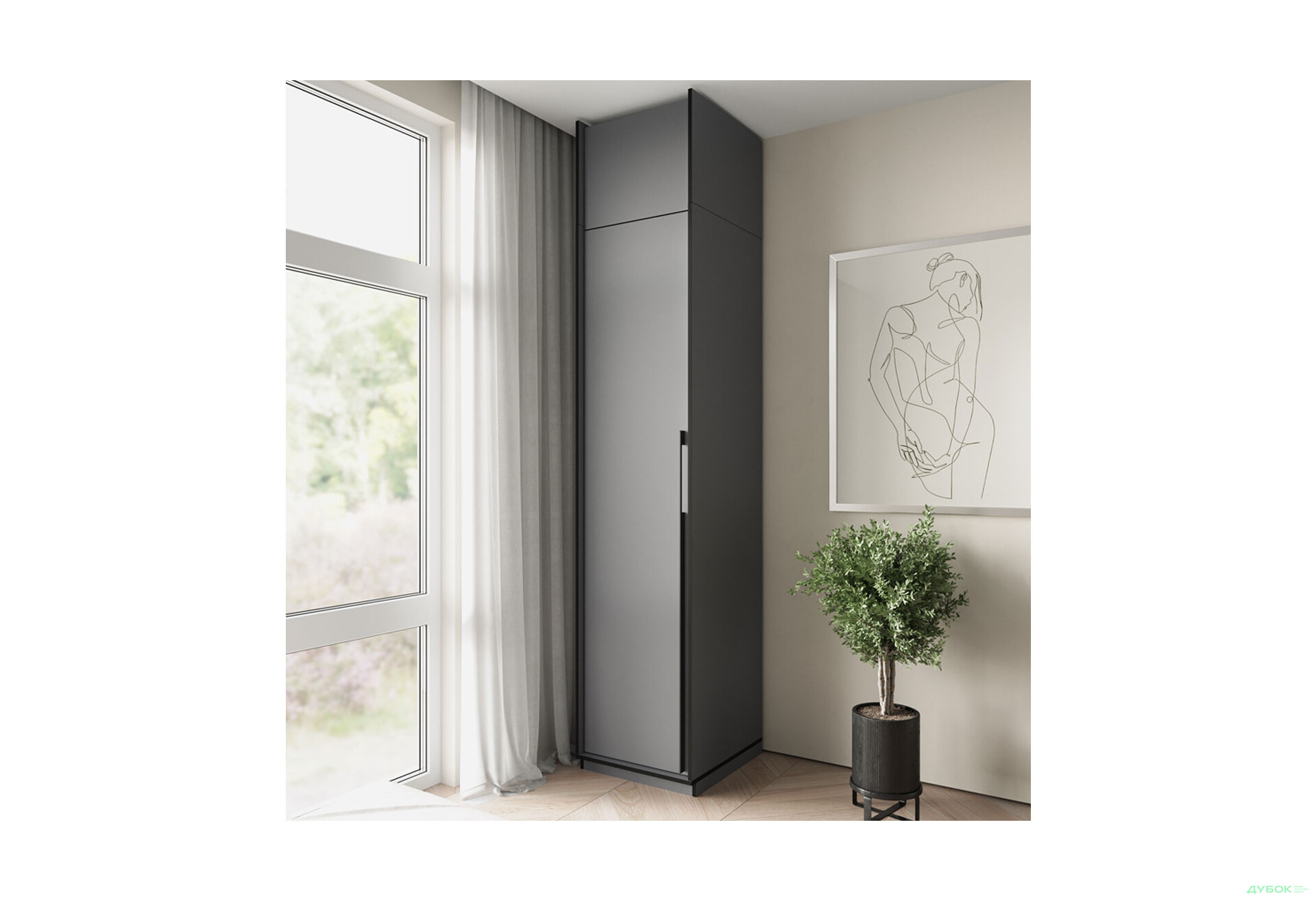 Зображення 2 - Антресоль Moreli Ramo / Рамо R-0021 1-дверна 51,8 см, антрацит