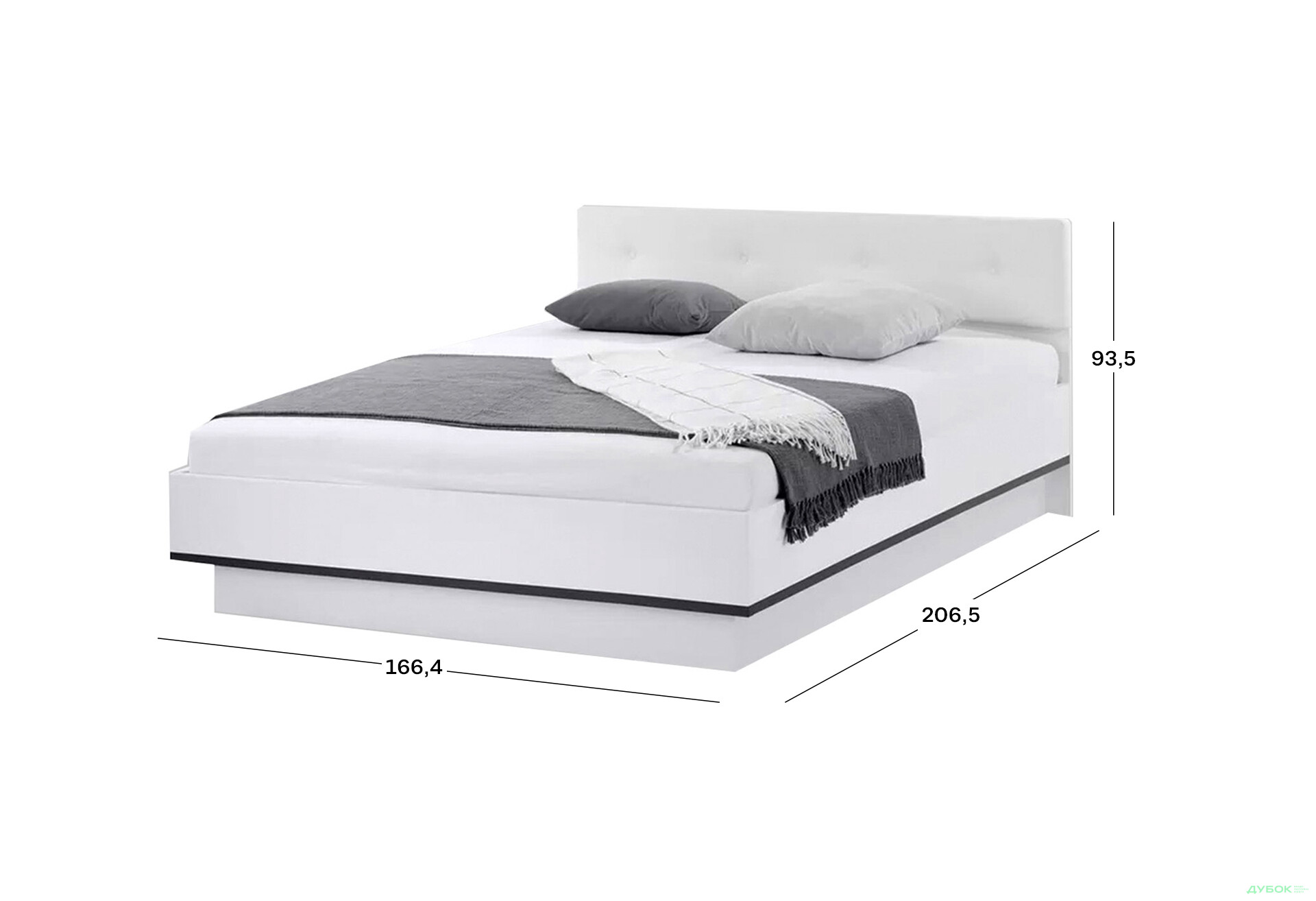 Ліжко-подіум MiroMark Лука / Lucca 160x200, Білий глянець / Мат антрацит - Зображення 5 Зображення 5 - Ліжко-подіум MiroMark Лука / Lucca 160x200, Білий глянець / Мат антрацит