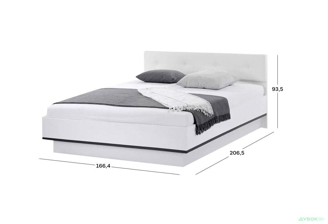 Ліжко-подіум MiroMark Лука / Lucca 160x200, Білий глянець / Мат антрацит - Зображення 5 Зображення 5 - Ліжко-подіум MiroMark Лука / Lucca 160x200, Білий глянець / Мат антрацит