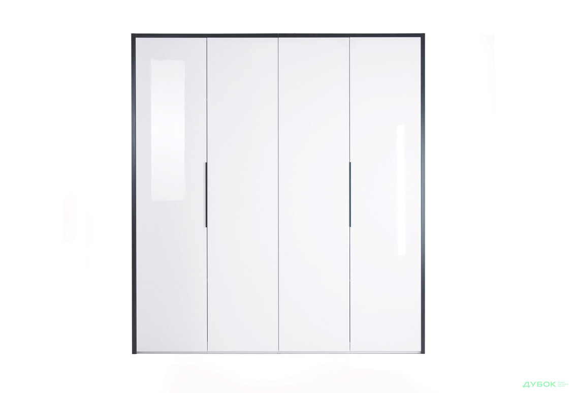 Шафа MiroMark Лука / Lucca 4-дверна 201 см, білий глянець / мат антрацит - Зображення 2 Зображення 2 - Шафа MiroMark Лука / Lucca 4-дверна 201 см, білий глянець / мат антрацит