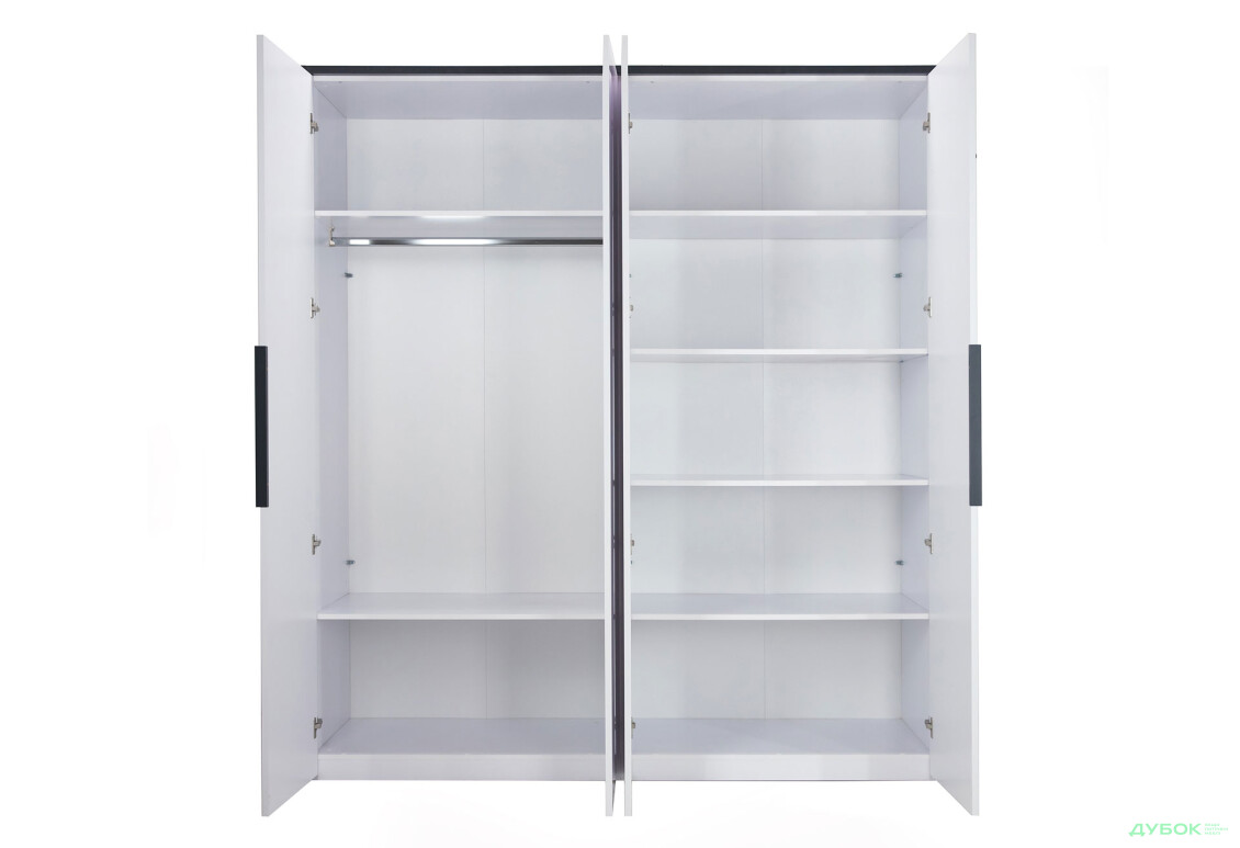 Шафа MiroMark Лука / Lucca 4-дверна 201 см, білий глянець / мат антрацит - Зображення 4 Зображення 4 - Шафа MiroMark Лука / Lucca 4-дверна 201 см, білий глянець / мат антрацит