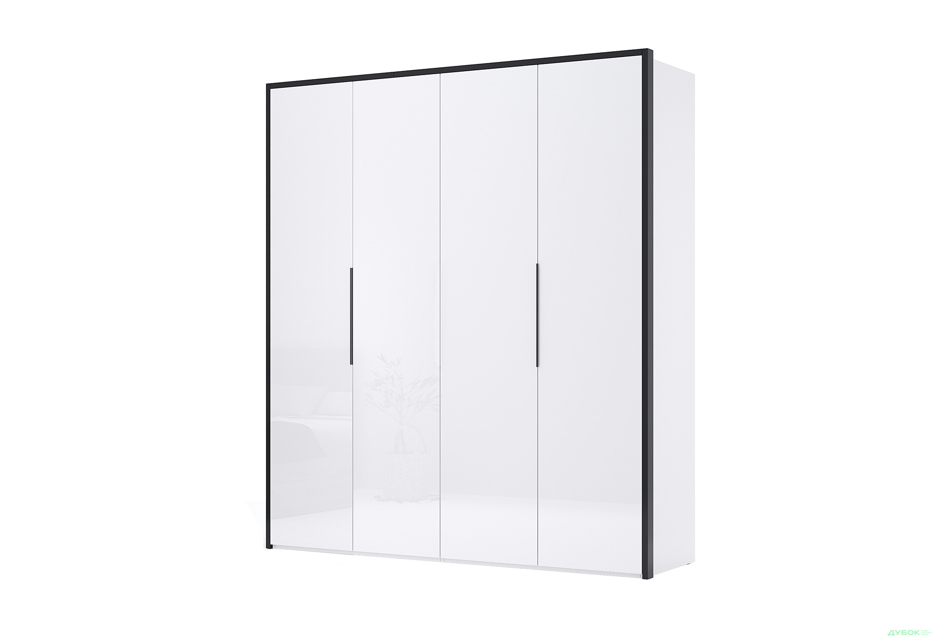 Шафа MiroMark Лука / Lucca 4-дверна 201 см, білий глянець / мат антрацит - Зображення 1 Зображення 1 - Шафа MiroMark Лука / Lucca 4-дверна 201 см, білий глянець / мат антрацит