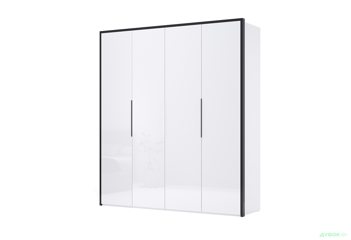 Шафа MiroMark Лука / Lucca 4-дверна 201 см, білий глянець / мат антрацит - Зображення 1 Зображення 1 - Шафа MiroMark Лука / Lucca 4-дверна 201 см, білий глянець / мат антрацит