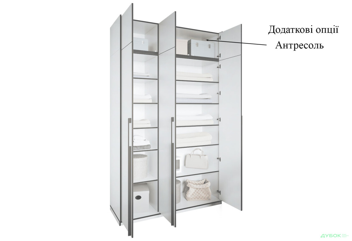 Шафа Moreli Ramo / Рамо R-0015 3-дверна з полицями 148,4 см, венге - Зображення 6 Зображення 6 - Шафа Moreli Ramo / Рамо R-0015 3-дверна з полицями 148,4 см, венге