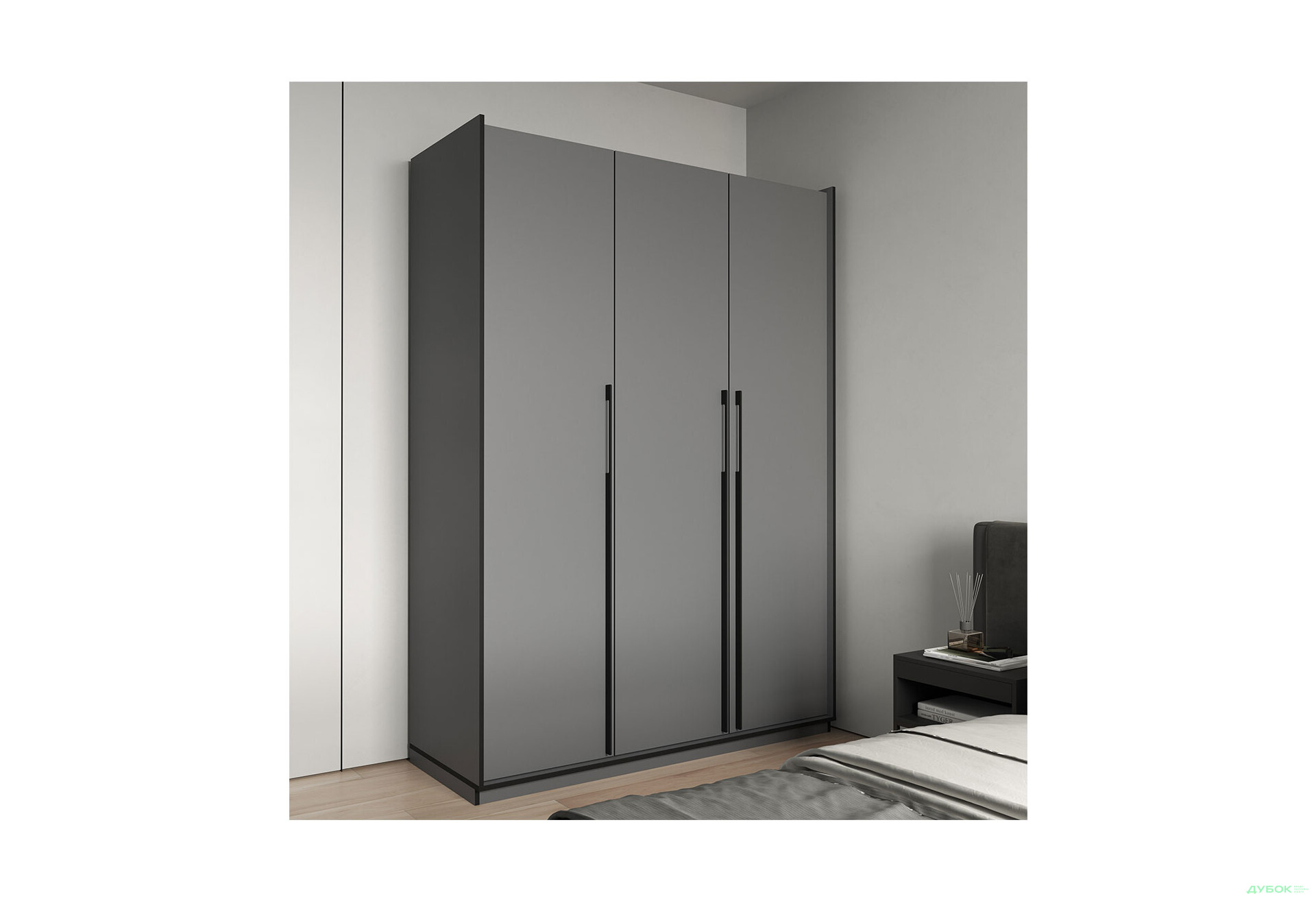 Шкаф Moreli Ramo / Рамо R-0015 3-дверный с полками 148,4 см, антрацит - Изображение 2 Изображение 2 - Шкаф Moreli Ramo / Рамо R-0015 3-дверный с полками 148,4 см, антрацит