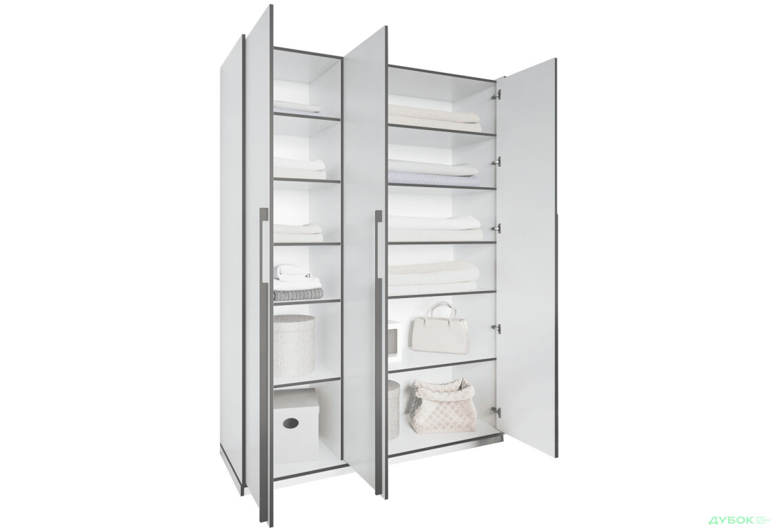 Шкаф Moreli Ramo / Рамо R-0015 3-дверный с полками 148,4 см, антрацит - Изображение 4 Изображение 4 - Шкаф Moreli Ramo / Рамо R-0015 3-дверный с полками 148,4 см, антрацит