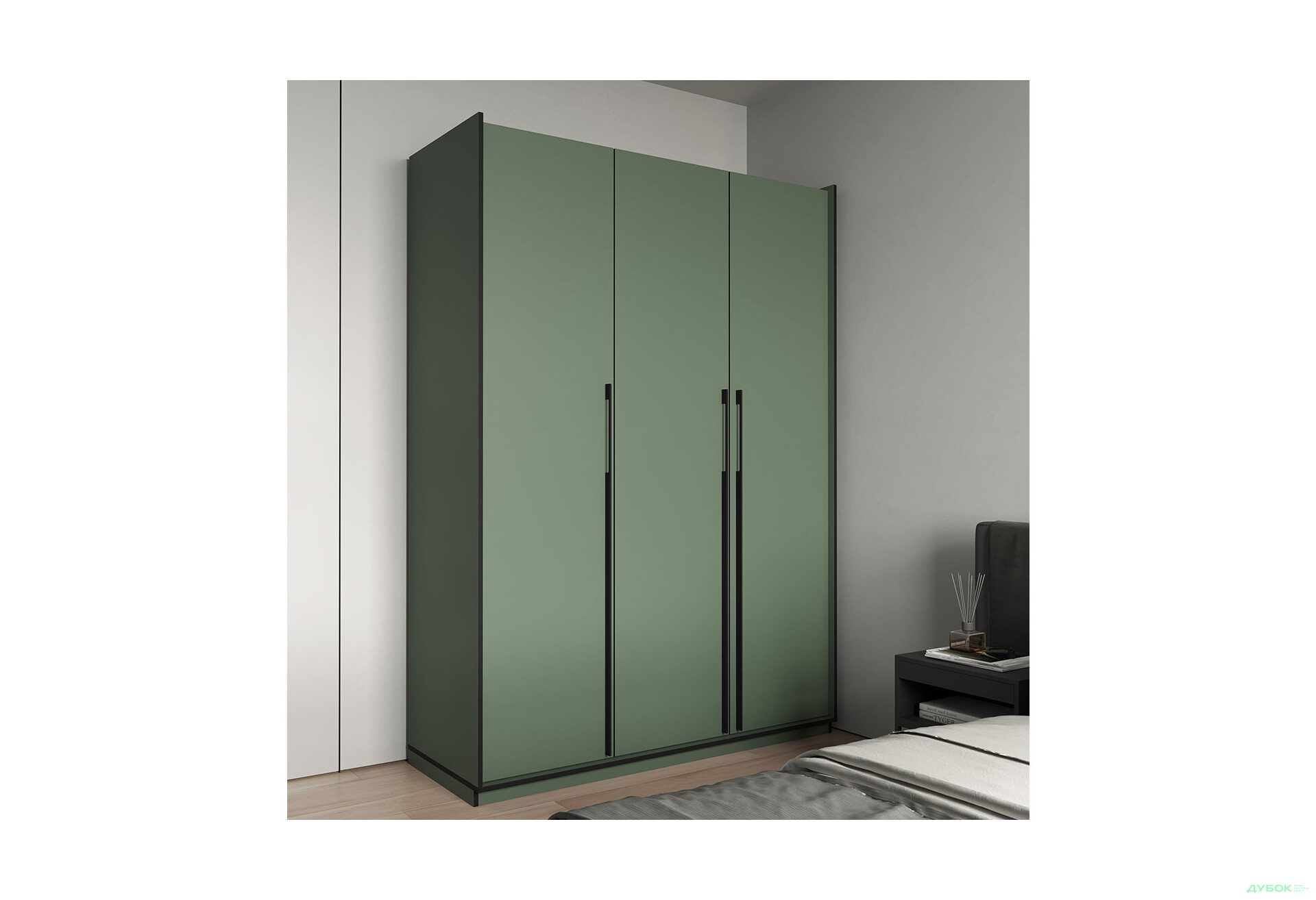 Шафа Moreli Ramo / Рамо R-0015 3-дверна з полицями 148,4 см, зелений димчастий - Зображення 2 Зображення 2 - Шафа Moreli Ramo / Рамо R-0015 3-дверна з полицями 148,4 см, зелений димчастий