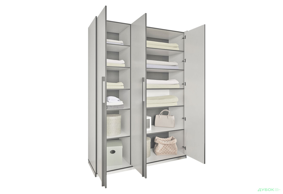 Шафа Moreli Ramo / Рамо R-0015 3-дверна з полицями 148,4 см, зелений димчастий - Зображення 4 Зображення 4 - Шафа Moreli Ramo / Рамо R-0015 3-дверна з полицями 148,4 см, зелений димчастий