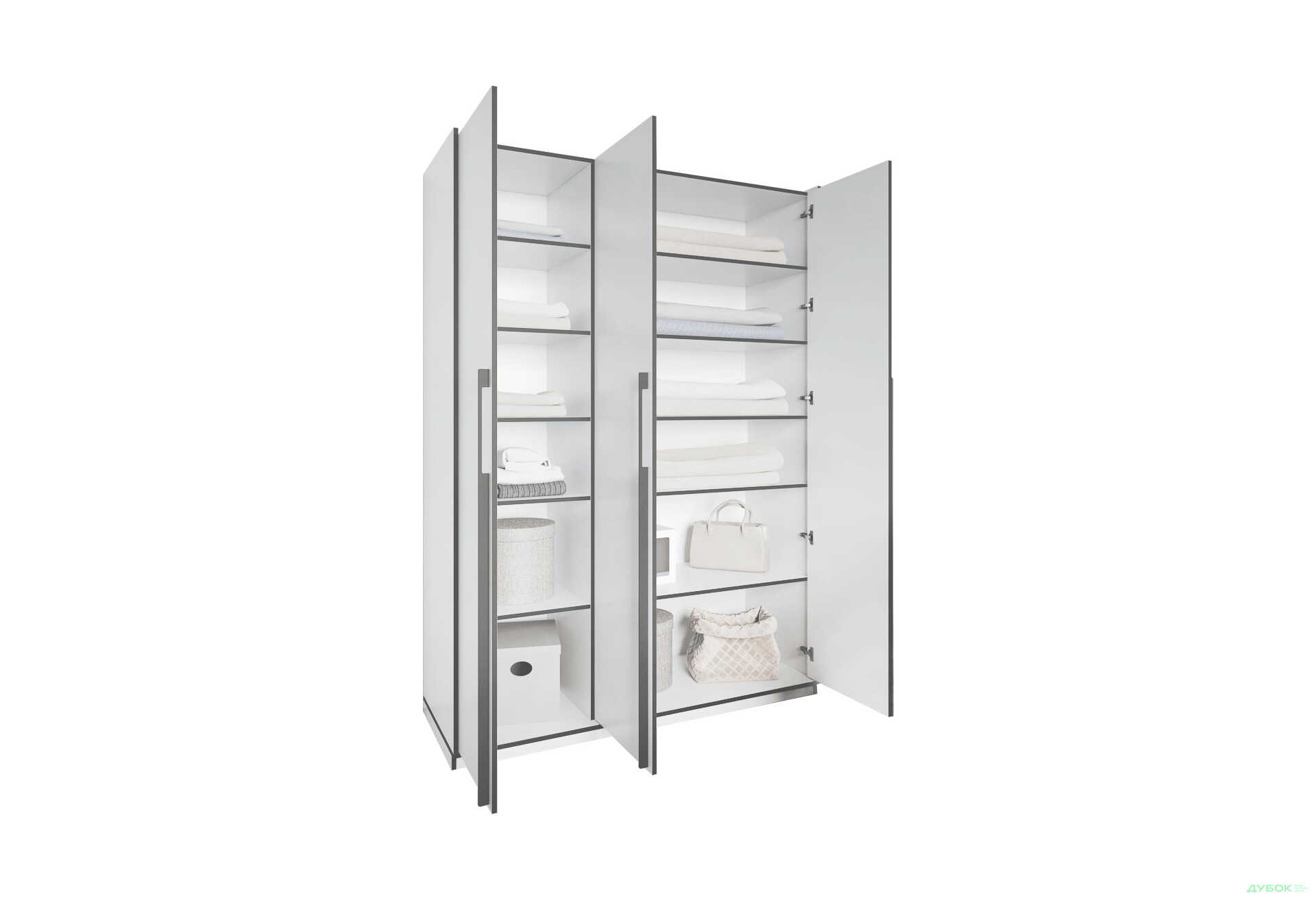Изображение 4 - Шкаф Moreli Ramo / Рамо R-0015 3-дверный с полками 148,4 см, бетон тефра