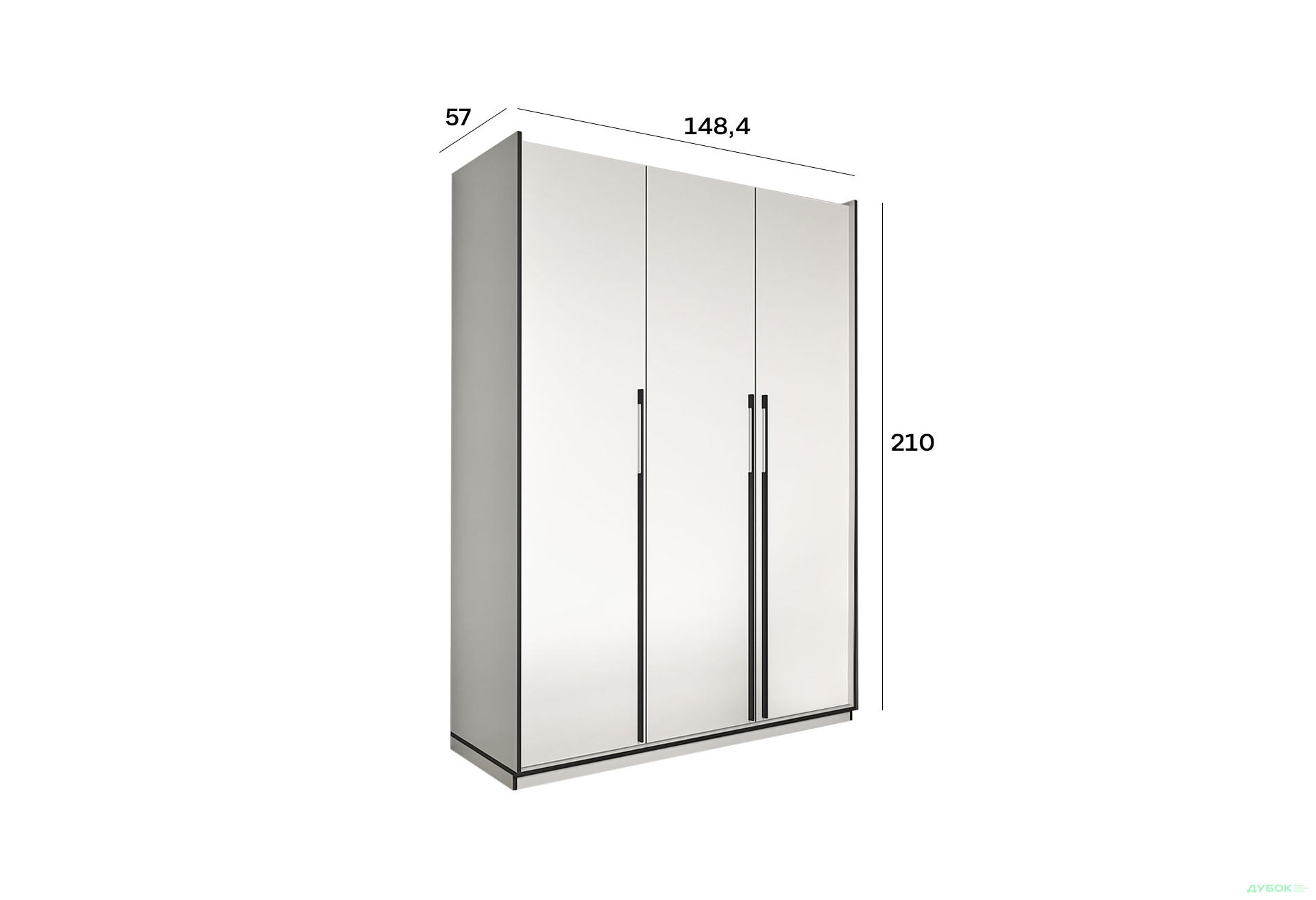 Шафа Moreli Ramo / Рамо R-0016 3-дверна зі штангою та полицями 148,4 см, біла - Зображення 4 Зображення 4 - Шафа Moreli Ramo / Рамо R-0016 3-дверна зі штангою та полицями 148,4 см, біла