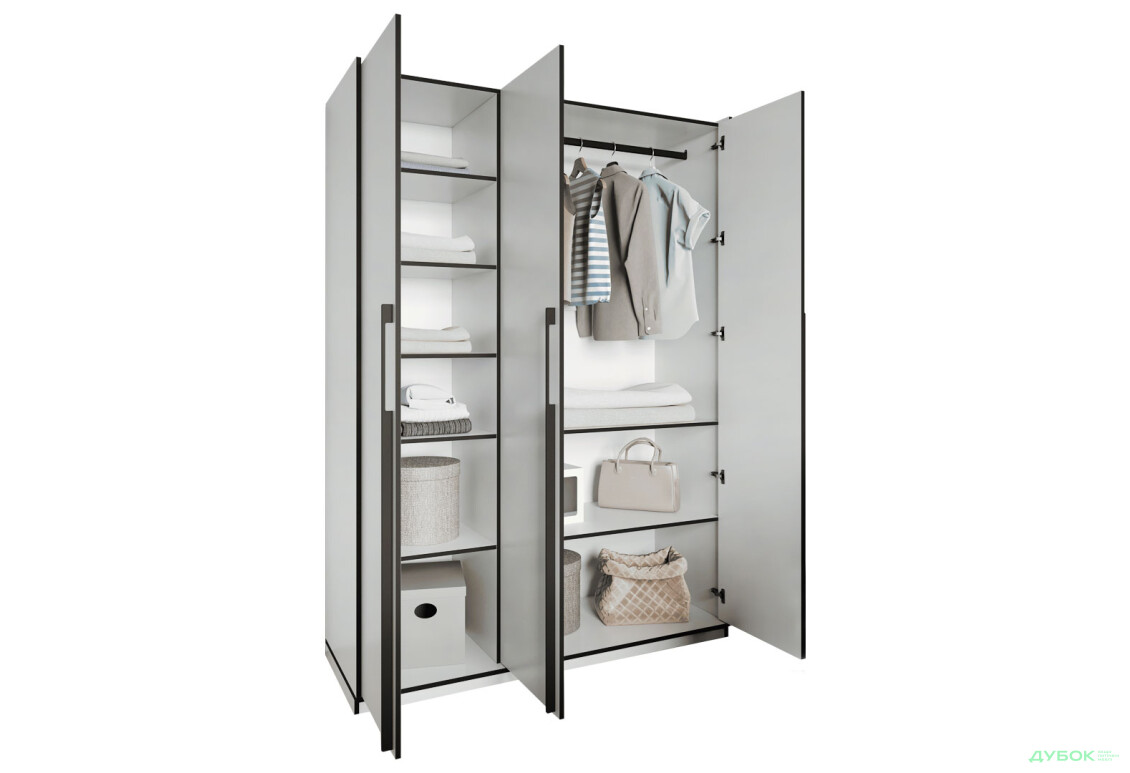 Шафа Moreli Ramo / Рамо R-0016 3-дверна зі штангою та полицями 148,4 см, біла - Зображення 5 Зображення 5 - Шафа Moreli Ramo / Рамо R-0016 3-дверна зі штангою та полицями 148,4 см, біла