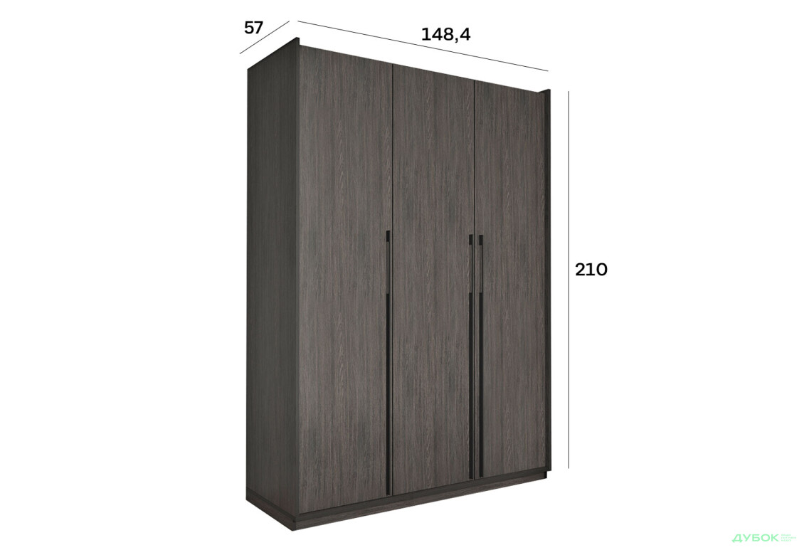 Шкаф Moreli Ramo / Рамо R-0016 3-дверный со штангой и полками 148,4 см, венге - Изображение 3 Изображение 3 - Шкаф Moreli Ramo / Рамо R-0016 3-дверный со штангой и полками 148,4 см, венге