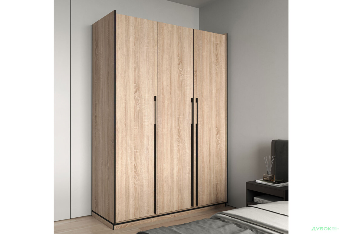 Шафа Moreli Ramo / Рамо R-0016 3-дверна зі штангою та полицями 148,4 см, дуб сонома - Зображення 2 Зображення 2 - Шафа Moreli Ramo / Рамо R-0016 3-дверна зі штангою та полицями 148,4 см, дуб сонома