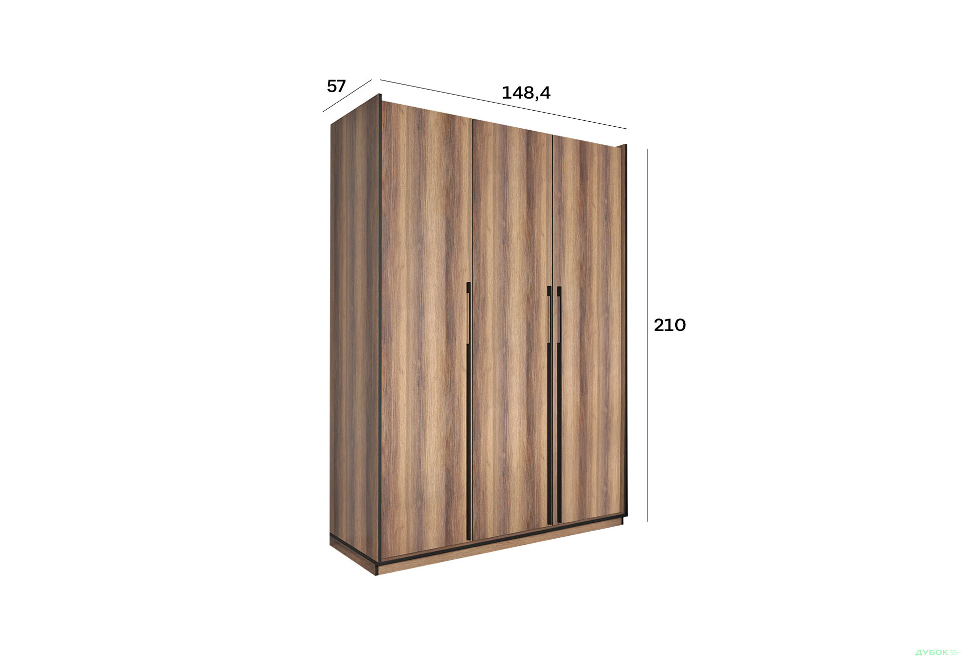 Шкаф Moreli Ramo / Рамо R-0016 3-дверный со штангой и полками 148,4 см, дуб кверкус - Изображение 3 Изображение 3 - Шкаф Moreli Ramo / Рамо R-0016 3-дверный со штангой и полками 148,4 см, дуб кверкус