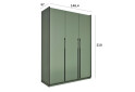 Зображення 3 - Шафа Moreli Ramo / Рамо R-0016 3-дверна зі штангою та полицями 148,4 см, зелений димчастий