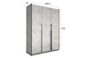 Зображення 3 - Шафа Moreli Ramo / Рамо R-0016 3-дверна зі штангою та полицями 148,4 см, бетон