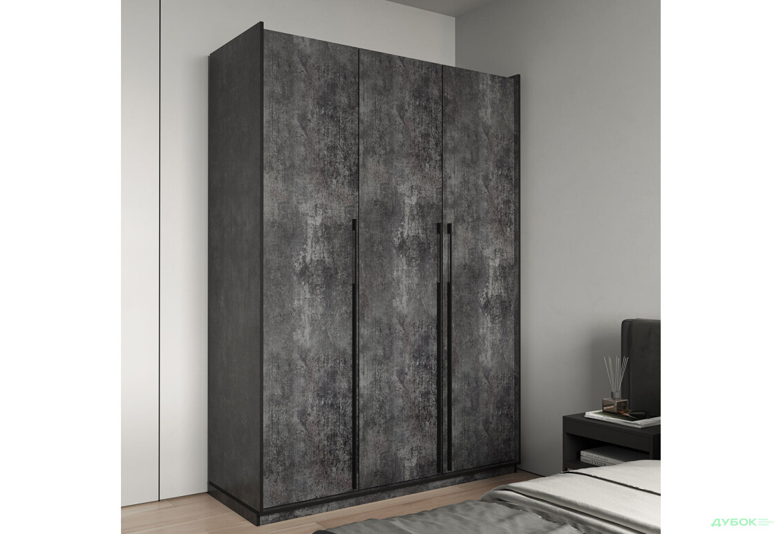 Шкаф Moreli Ramo / Рамо R-0016 3-дверный со штангой и полками 148,4 см, бетон тёмный - Изображение 2 Изображение 2 - Шкаф Moreli Ramo / Рамо R-0016 3-дверный со штангой и полками 148,4 см, бетон тёмный