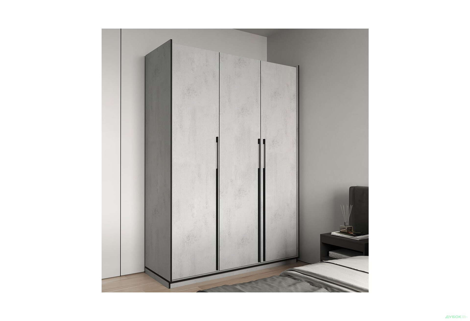 Шкаф Moreli Ramo / Рамо R-0016 3-дверный со штангой и полками 148,4 см, бетон тефра - Изображение 2 Изображение 2 - Шкаф Moreli Ramo / Рамо R-0016 3-дверный со штангой и полками 148,4 см, бетон тефра