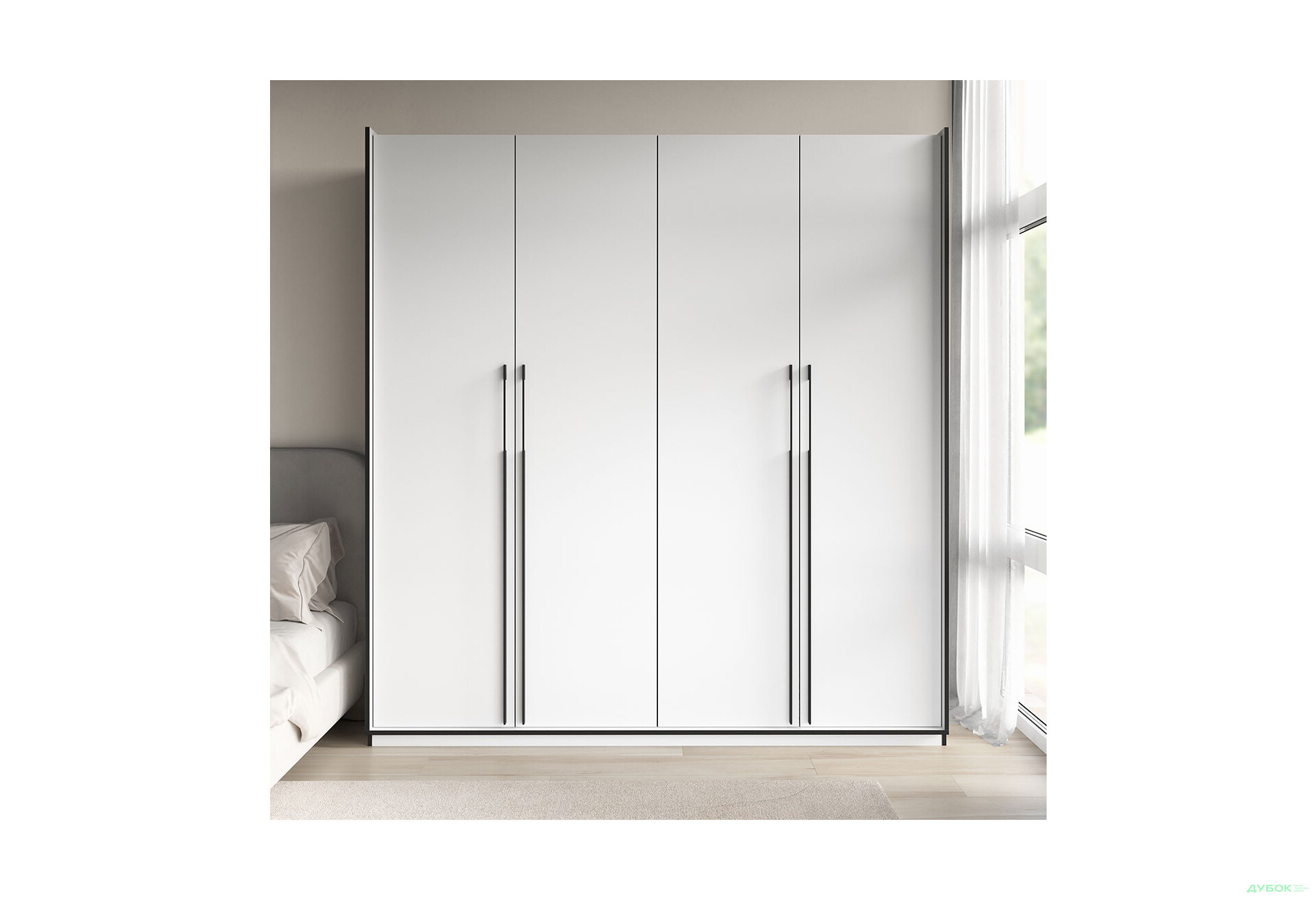 Шафа Moreli Ramo / Рамо R-0017 4-дверна з полицями 196,8 см, біла - Зображення 2 Зображення 2 - Шафа Moreli Ramo / Рамо R-0017 4-дверна з полицями 196,8 см, біла