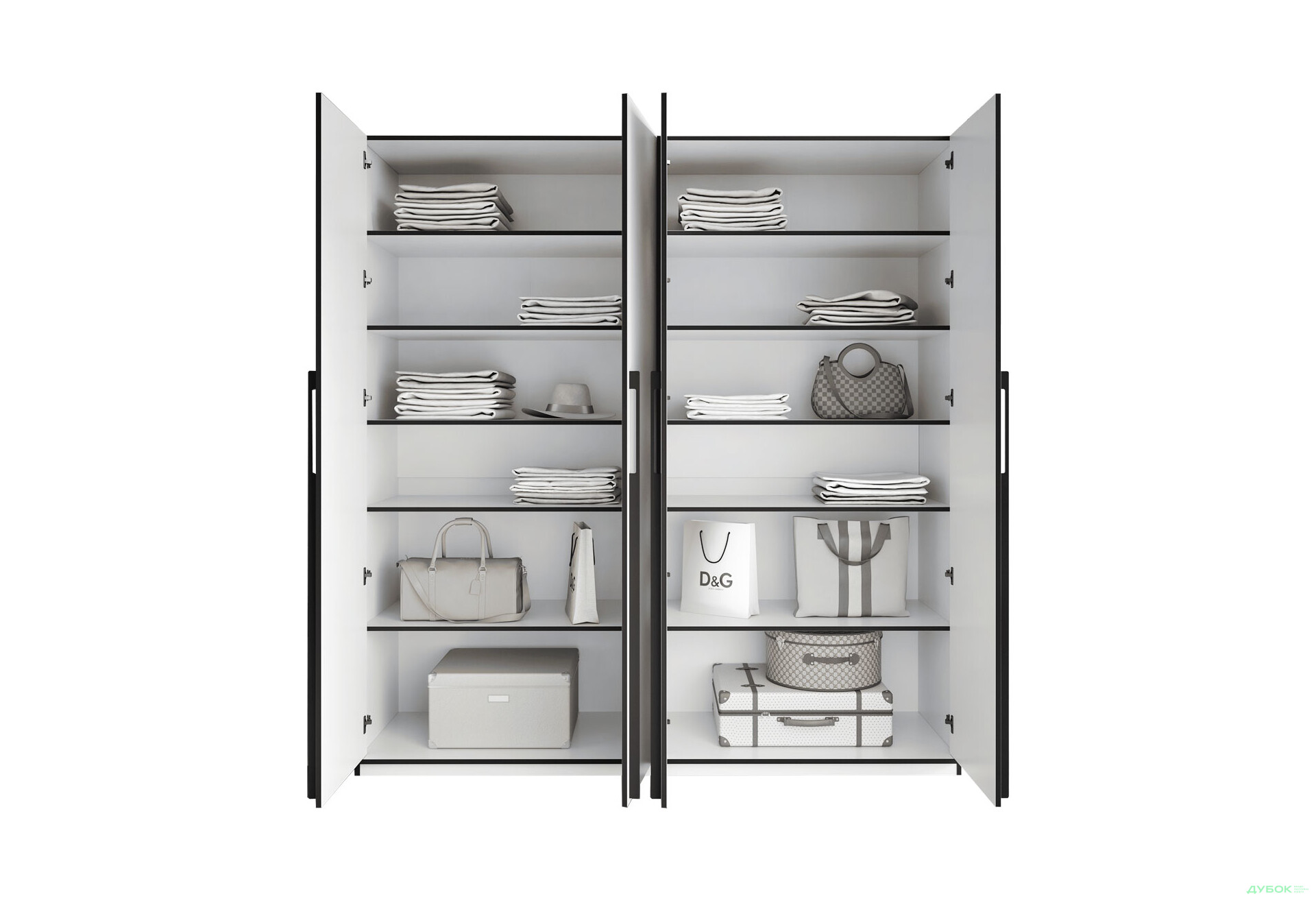 Шафа Moreli Ramo / Рамо R-0017 4-дверна з полицями 196,8 см, біла - Зображення 5 Зображення 5 - Шафа Moreli Ramo / Рамо R-0017 4-дверна з полицями 196,8 см, біла