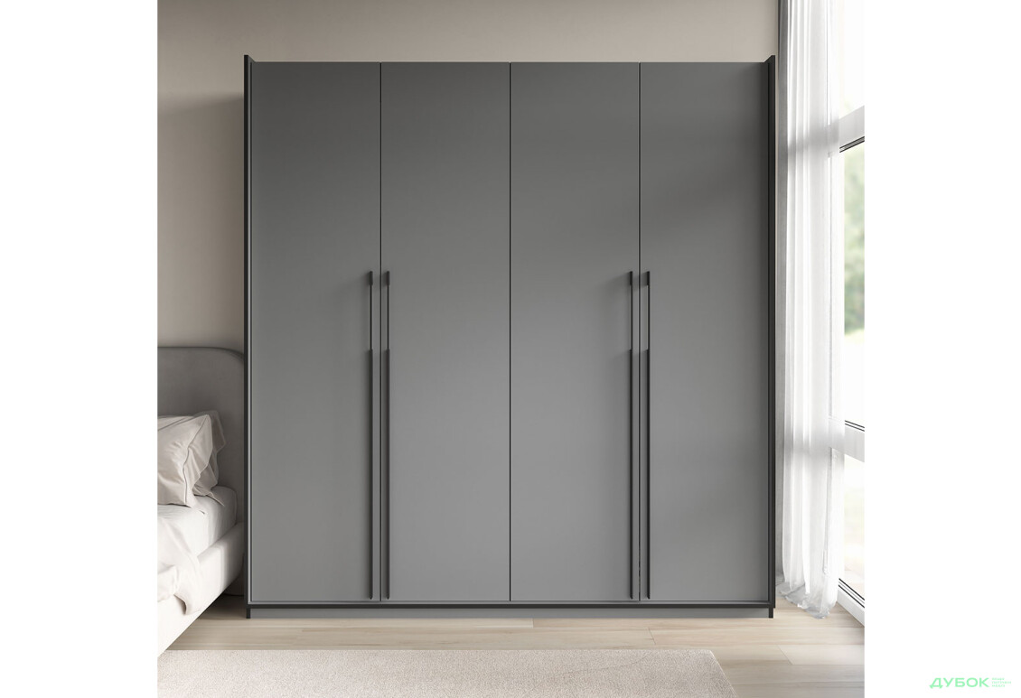 Шкаф Moreli Ramo / Рамо R-0017 4-дверный с полками 196,8 см, антрацит - Изображение 2 Изображение 2 - Шкаф Moreli Ramo / Рамо R-0017 4-дверный с полками 196,8 см, антрацит