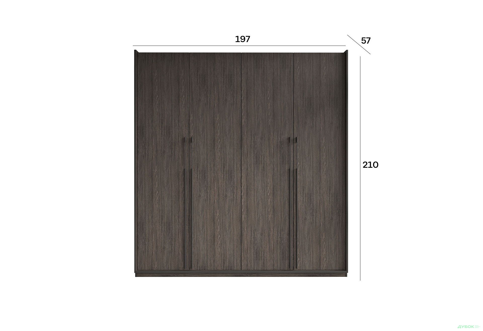 Шкаф Moreli Ramo / Рамо R-0017 4-дверный с полками 196,8 см, венге - Изображение 3 Изображение 3 - Шкаф Moreli Ramo / Рамо R-0017 4-дверный с полками 196,8 см, венге