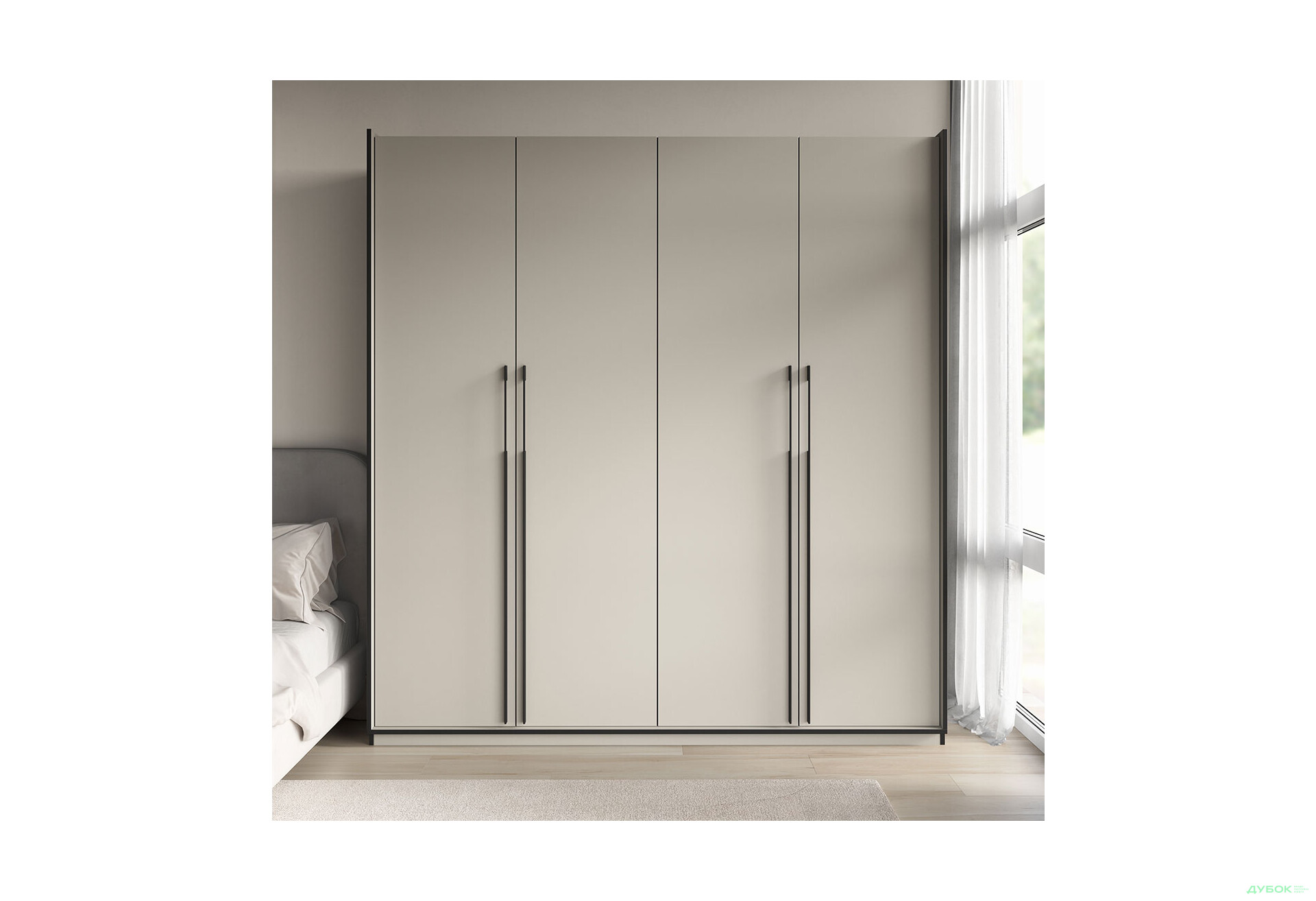 Шкаф Moreli Ramo / Рамо R-0017 4-дверный с полками 196,8 см, кашемир - Изображение 2 Изображение 2 - Шкаф Moreli Ramo / Рамо R-0017 4-дверный с полками 196,8 см, кашемир