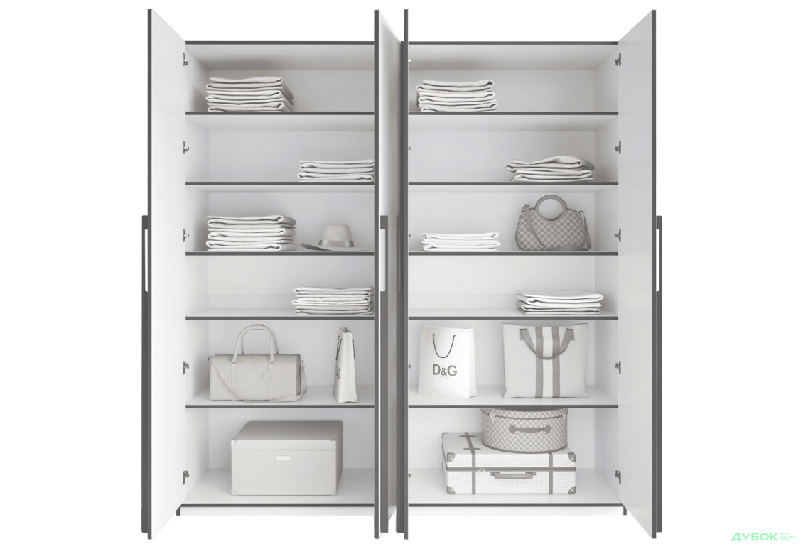 Шкаф Moreli Ramo / Рамо R-0017 4-дверный с полками 196,8 см, кашемир - Изображение 4 Изображение 4 - Шкаф Moreli Ramo / Рамо R-0017 4-дверный с полками 196,8 см, кашемир