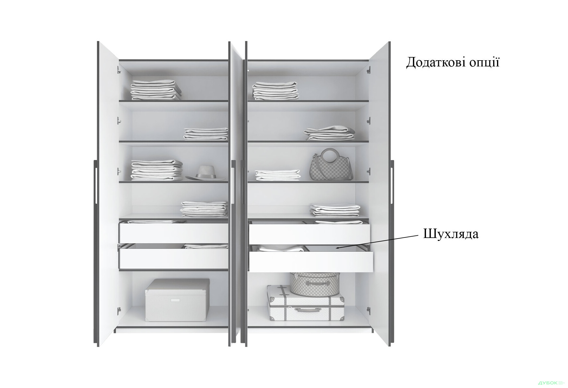 Шкаф Moreli Ramo / Рамо R-0017 4-дверный с полками 196,8 см, кашемир - Изображение 5 Изображение 5 - Шкаф Moreli Ramo / Рамо R-0017 4-дверный с полками 196,8 см, кашемир