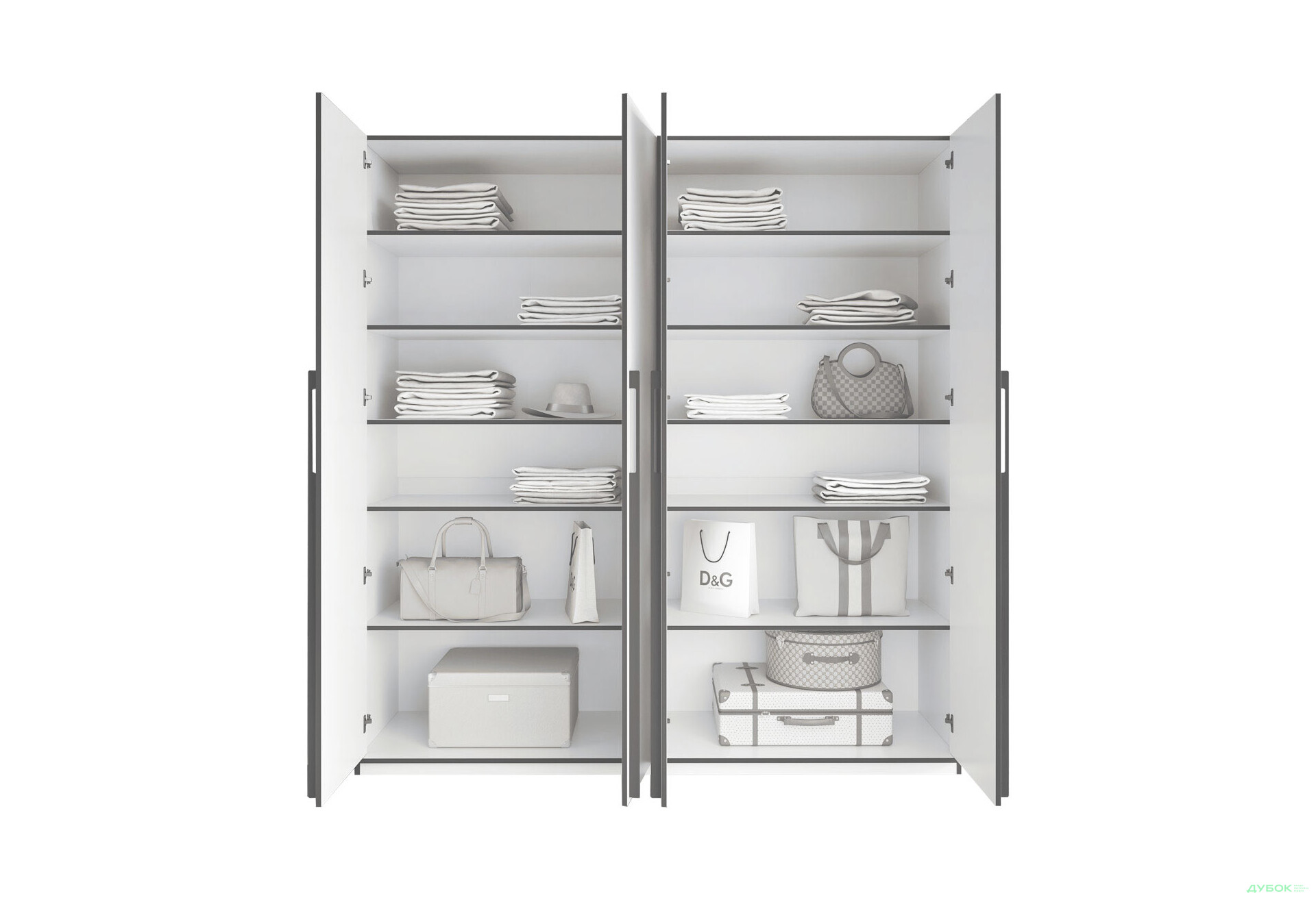 Шкаф Moreli Ramo / Рамо R-0017 4-дверный с полками 196,8 см, дуб кверкус - Изображение 4 Изображение 4 - Шкаф Moreli Ramo / Рамо R-0017 4-дверный с полками 196,8 см, дуб кверкус