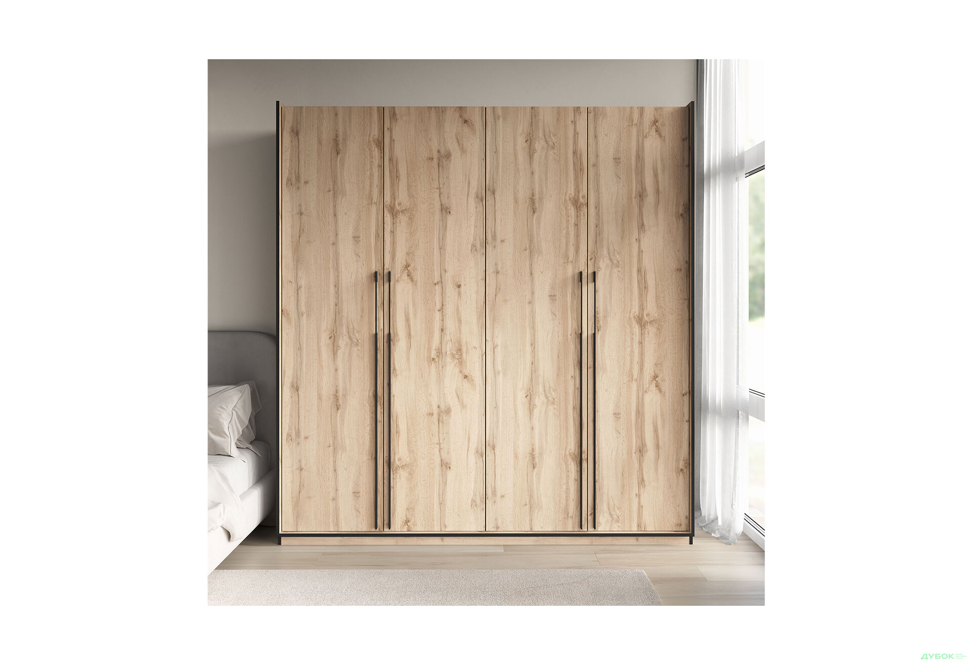 Шафа Moreli Ramo / Рамо R-0017 4-дверна з полицями 196,8 см, дуб аппалачі - Зображення 2 Зображення 2 - Шафа Moreli Ramo / Рамо R-0017 4-дверна з полицями 196,8 см, дуб аппалачі