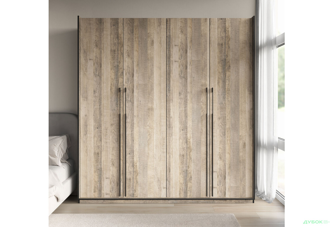 Шафа Moreli Ramo / Рамо R-0017 4-дверна з полицями 196,8 см, дуб гранж пісочний - Зображення 2 Зображення 2 - Шафа Moreli Ramo / Рамо R-0017 4-дверна з полицями 196,8 см, дуб гранж пісочний